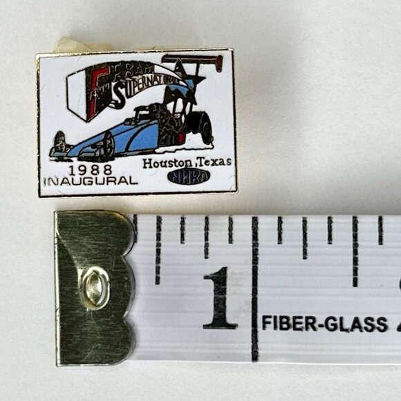 Vintage 1988 Fram Supernationals NHRA Inaugural Drag Racing Texas Hat/Jacket Pin - Picture 6 of 8